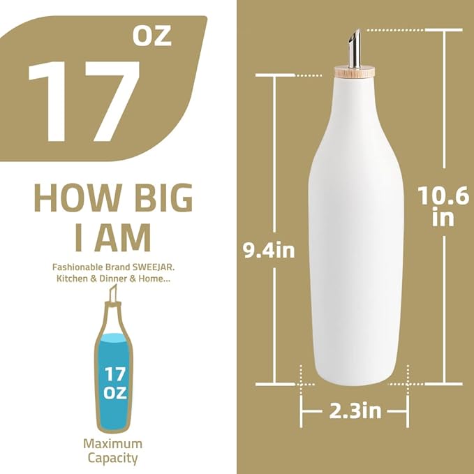 Sweejar Glossy Ceramic Olive Oil Dispenser Bottle - Image 5