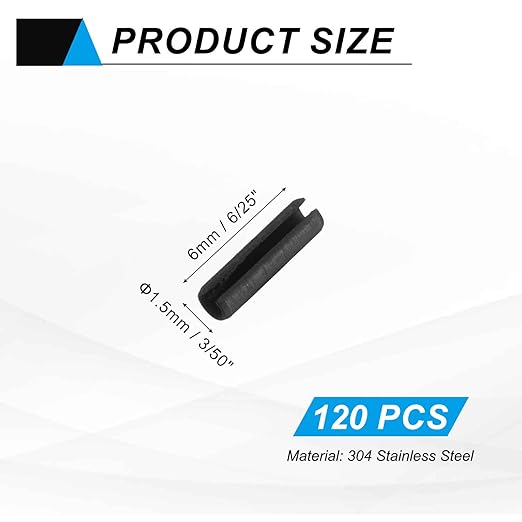 MECCANIXITY 120Pcs Slotted Split Roll Pins 3/50 Inch Dia. 6/25 Inch Length - Image 2