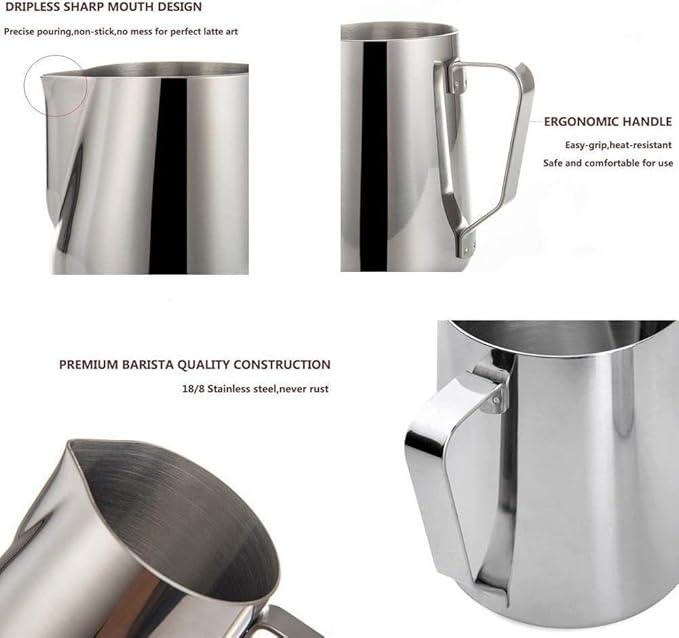 SIKEMAY Milk Frothing Pitcher Cup, 12oz/350ML Milk Frother Cup Stainless Steel - Image 3