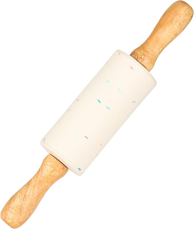 Mini Silicone Rolling Pin for Kids, Non-stick Surface Wood Handle, 9 Inch 1 by Honglida