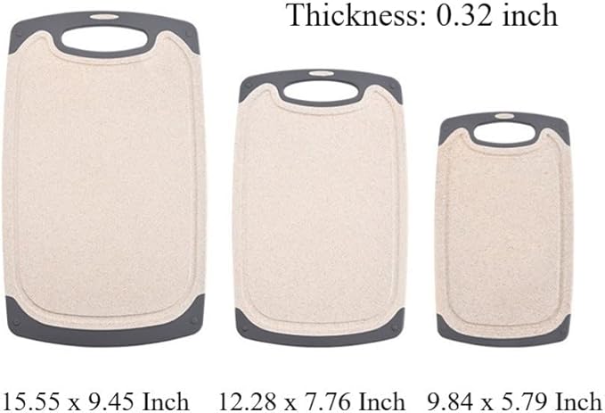 FLYINGSEA Cutting Boards For Kitchen, Anti-Skid Eco-Wheat Straw Cutting Board - Image 3