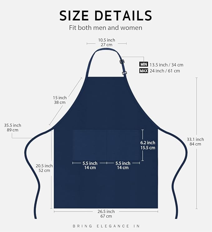 Syntus Apron for Men Women, Adjustable Cooking Kitchen Chef Aprons - Image 2