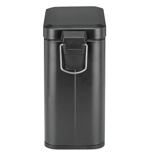 mDesign Small Modern 1.3 Gallon Rectangle Metal Lidded Step Trash Can, Compact - Image 6