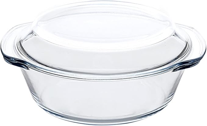 Casserole Baking Dish with 2 pcs, 1 QT large, Round with Handle and Lid - Image 2