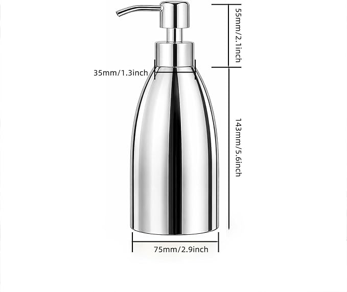 304 Stainless Steel Soap Dispenser 16oz Rust-Proof Liquid Soap Pump Bottle - Image 7