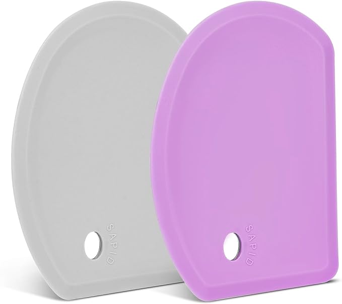 Silicone Dough Scraper with Stainless Steel Sheet, Curved Edge Flexible Bowl by SAPID