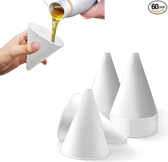 DXNQ 60PCS Disposable Engine Oil Funnels, Paper Cone Funnel Motor Oil Funnel by DXNQ