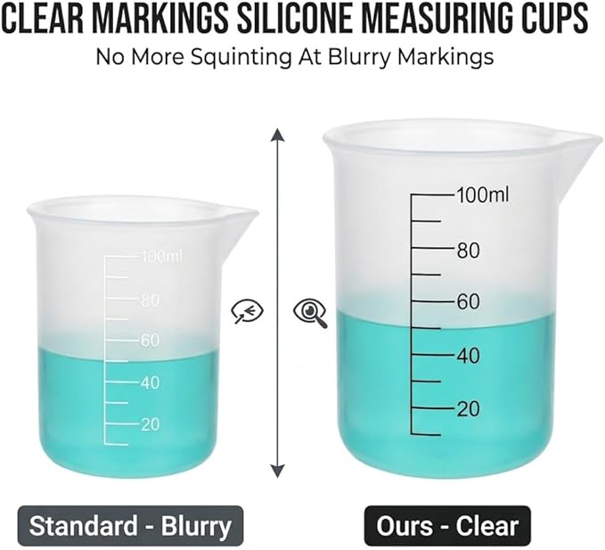 8 PCS Silicone Measuring Cups Kits, Silicone Measuring Cup, 100ml Non-Stick - Image 2