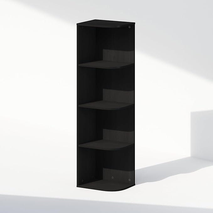 Furinno Reed Corner Shelf, 4-Tier Corner Bookshelf, Book Shelf, Corner Shelves - Image 3