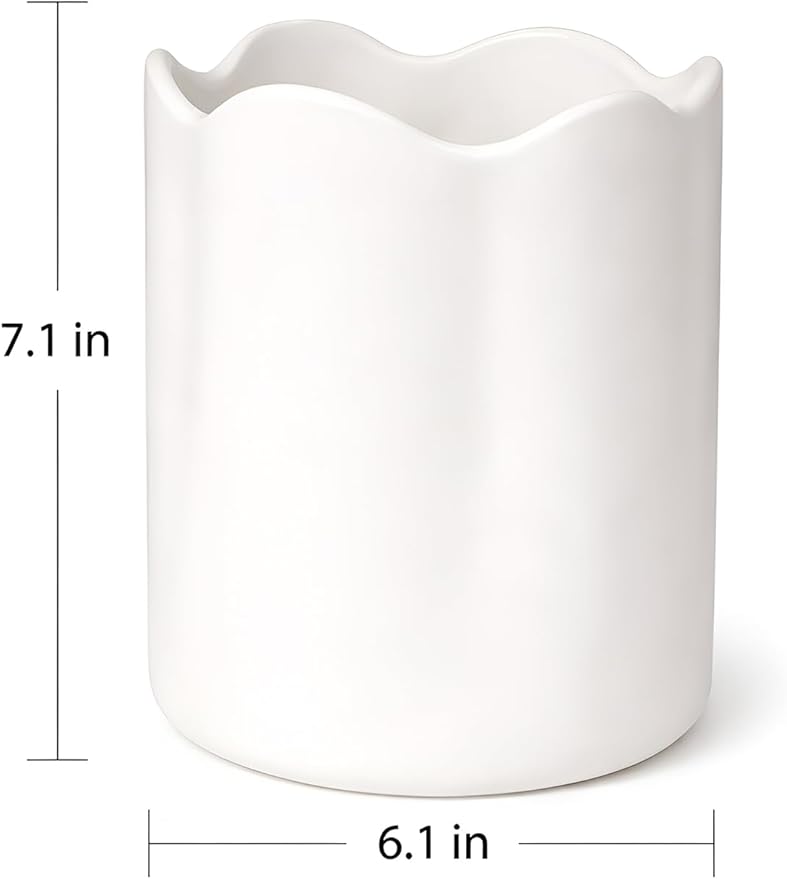 Ceramic Utensil Holder for Kitchen Counter, 7.1" Large Kitchen Utensil Crock - Image 4