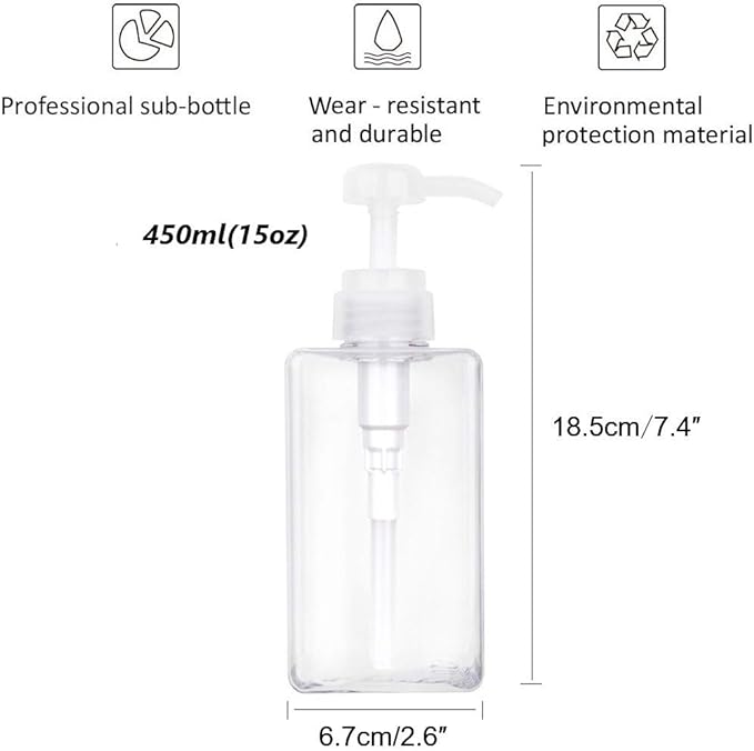 Pump Bottle, Refillable Plastic Empty Lotion Soap Dispenser Liquid Container - Image 6