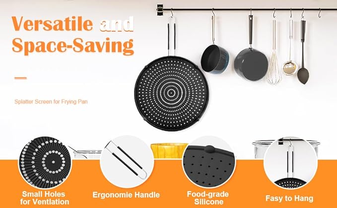 Silicone Splatter Screen for Frying Pan, Grease Splatter Guard, Heat-Resistant - Image 4