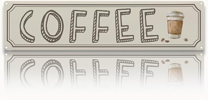 Vintage Coffee Sign Decor, Retro Metal Tin Sign, Home Kitchen Wall Decor by Unknown