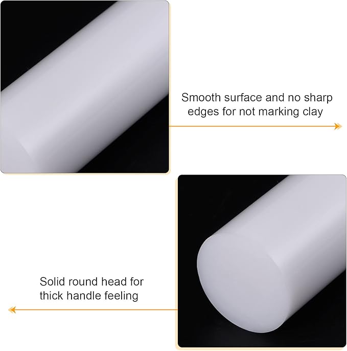 HARFINGTON Acrylic Clay Roller 9 Inch x 1 Inch Solid Non-Stick Plastic Round - Image 4