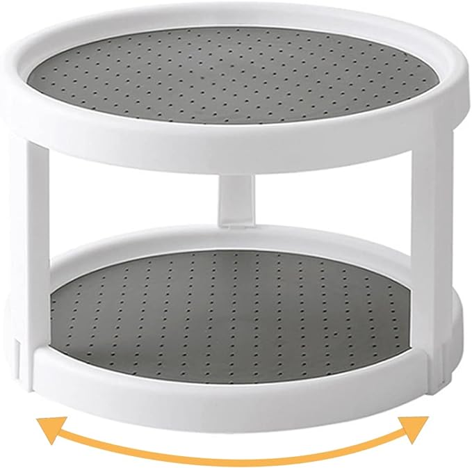 Lazy Susan Organizer, 2 Tier Non Skid Spice Rack Turntable, 360 Degree Rotating by Kozloskyi