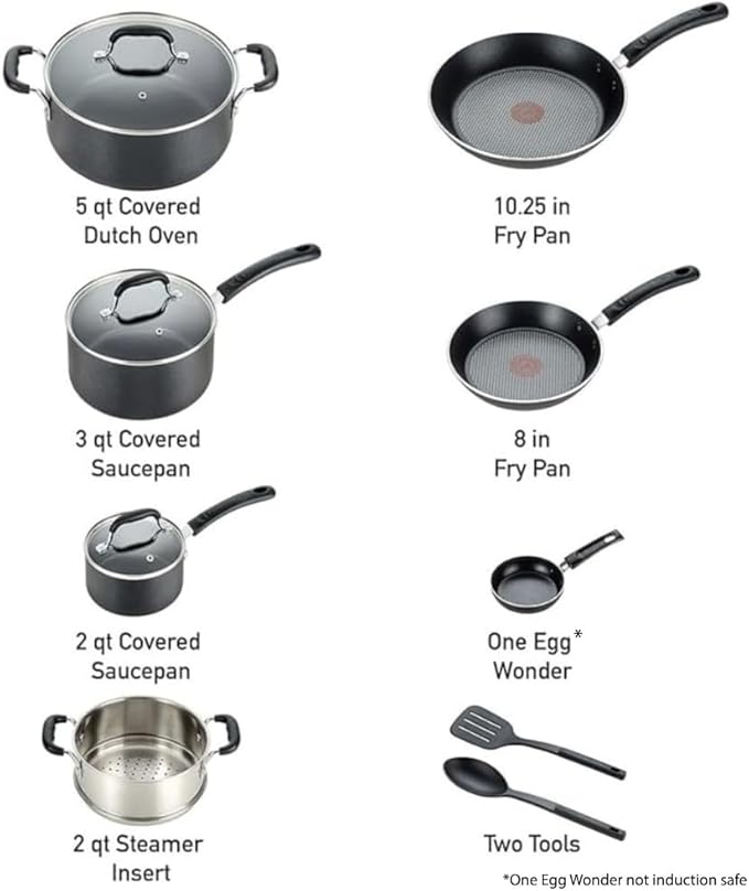 T-fal Experience Nonstick Cookware Set 12 Piece, Oven Broiler Safe 350F - Image 2