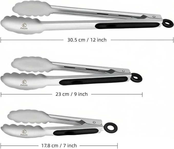 3 PCS Kitchen Tongs Set, Stainless Steel - Image 3
