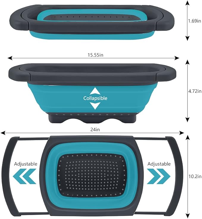 QiMH Collapsible Colanders Set of 3, 4 Quart Colander, 4 Quart Folding Basin - Image 3