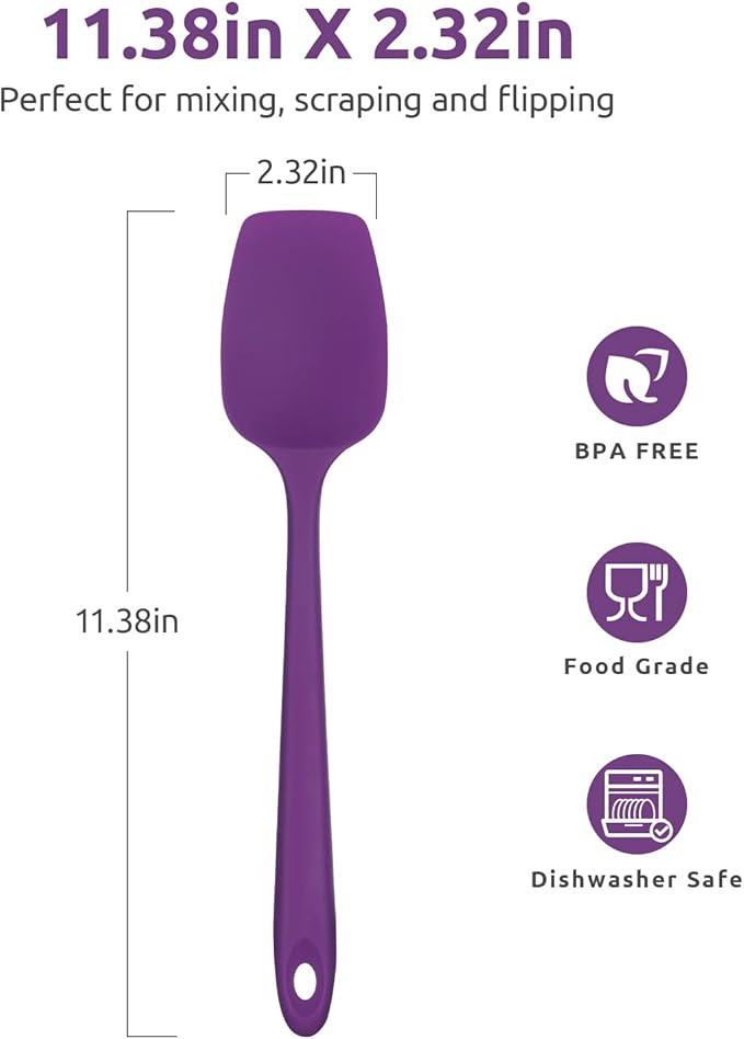 Heat Resistant Silicone Spoon Spatula: U-Taste 600ºF High Heat Flexible 11.38in - Image 2