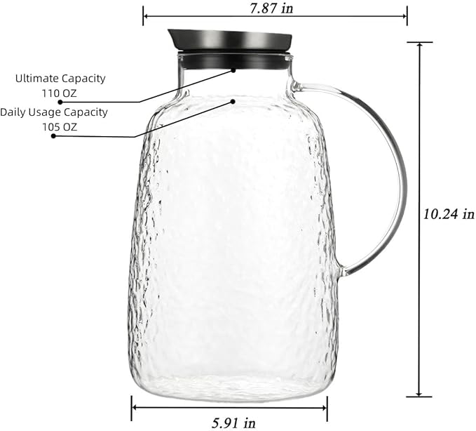 Purefold Glass Pitcher, 110 oz Water Large Pitcher - Image 3