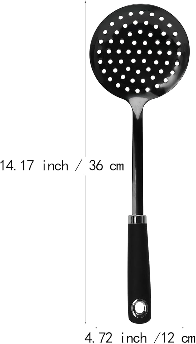 304 Stainless Steel Skimmer Spoon, 14.17" Slotted Strainer Spoon - Image 7