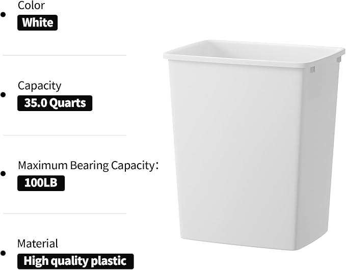 ROOMTEC 35QT Kitchen Trash Can, Sturdy and Lightweight Slim Trash Can, Trash - Image 7