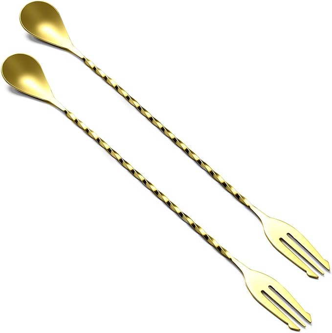 BRIOUT 2 Pcs Bar Spoon, 12 Inches Long Handle Drink Stirrer, Stainless Steel by Briout