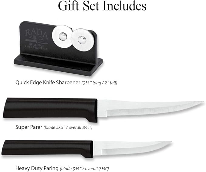 Rada Cutlery Paring Plus Sharpener Set, 3-Piece Knife Set - Image 2