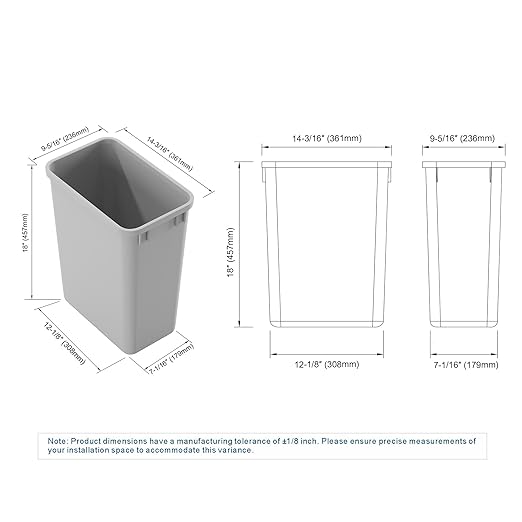 Dowell 2 Pack Wastebasket Trash Can Container, Plastic Garbage Bin, - Image 7