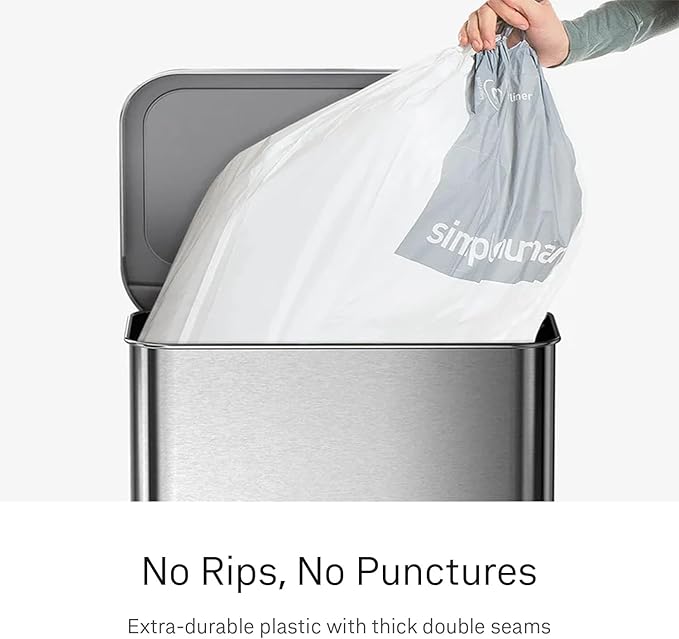 simplehuman Code Q 100 Count Custom Fit Liners, Drawstring Kitchen Trash Bags - Image 3
