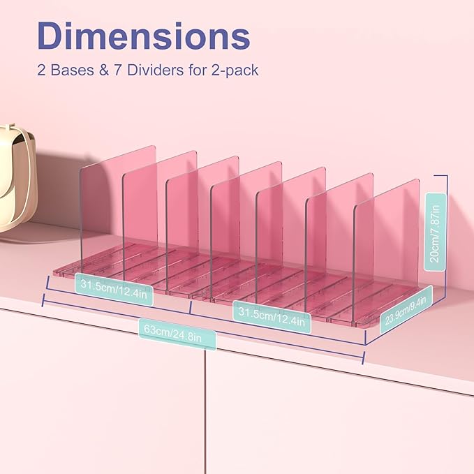SortNStore Purse Organizer for Closet: Shelf Dividers Adjustable Acrylic Bag - Image 7