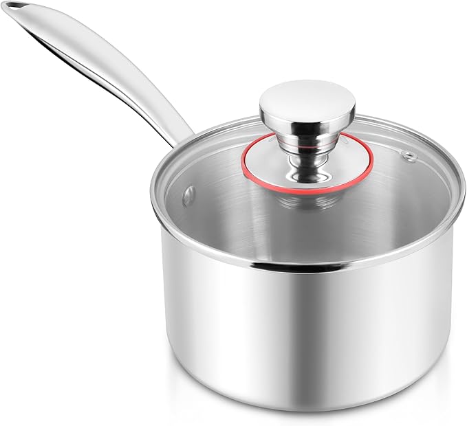 E-far 3-Quart Saucepan, Tri-Ply Stainless Steel Sauce Pan by E-far