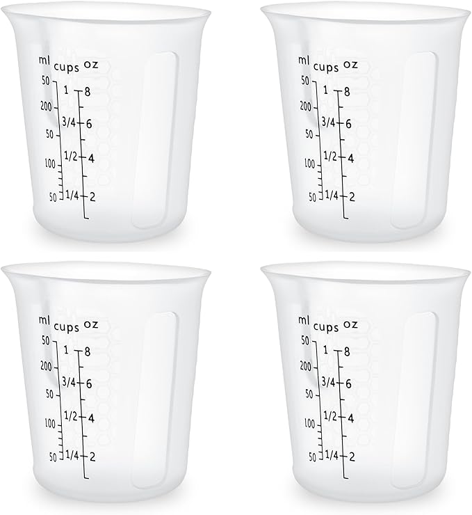1Cup/250ml Silicone Measuring Cups 4-Pack Set, Reusable 8oz Silicone Cups Set by SwigranceQualityCreativity