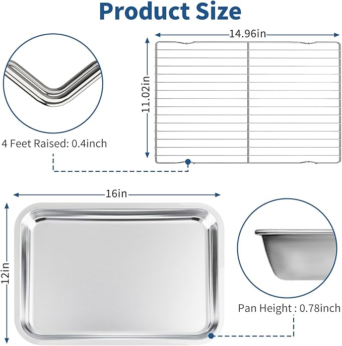Baking Sheet with Rack Set of 4, Non Toxic & Dishwasher Safe & Easy Clean - Image 2