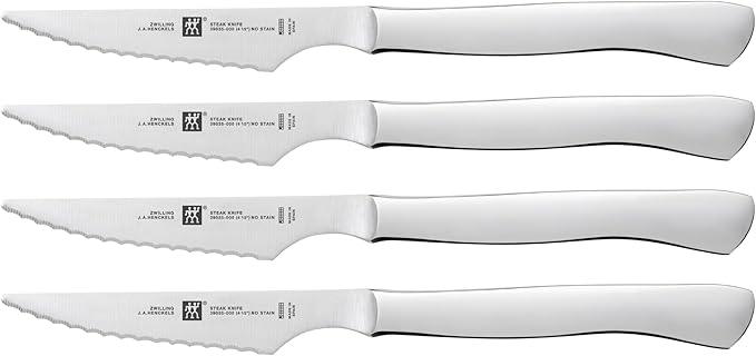 ZWILLING 4-pc Stainless Steel Serrated Steak Knife Set, made in Spain - Image 5