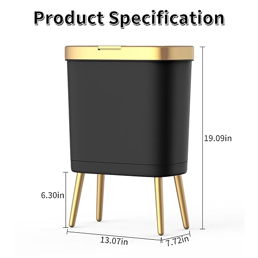 Procade Office Trash Can with Lid, Modern Narrow Garbage Can with Legs - Image 6