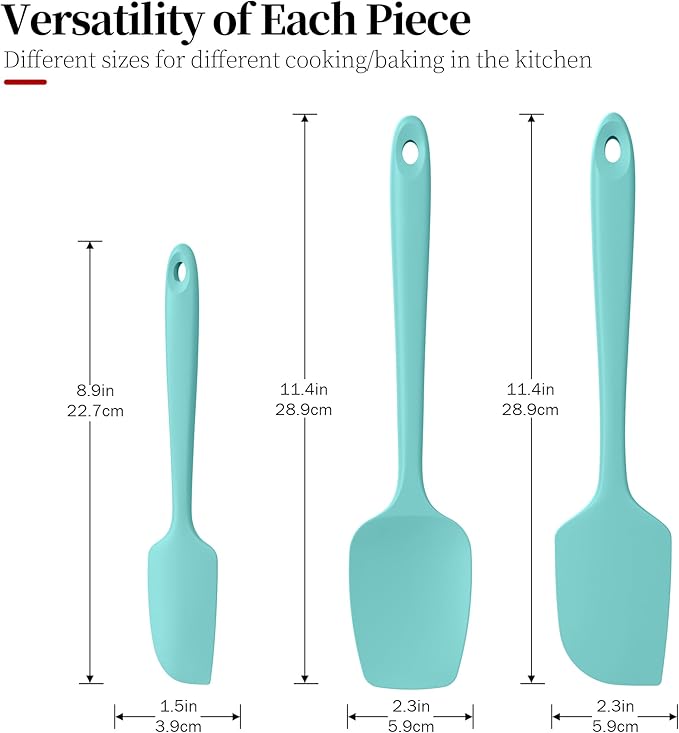 Heat Resistant Silicone Spatula Set of 3, Luxiwise 600ºF High Temp Baking - Image 2