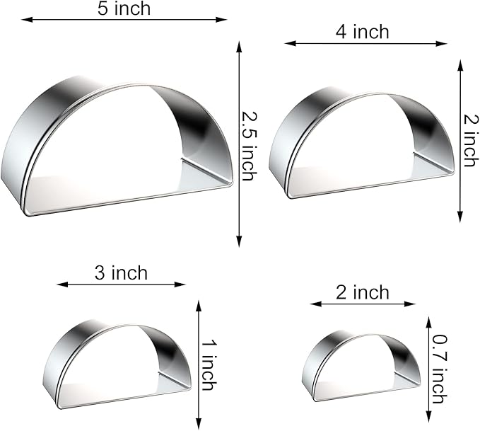 Half Circle Semicircle Cookie Cutter Set Large - Image 2