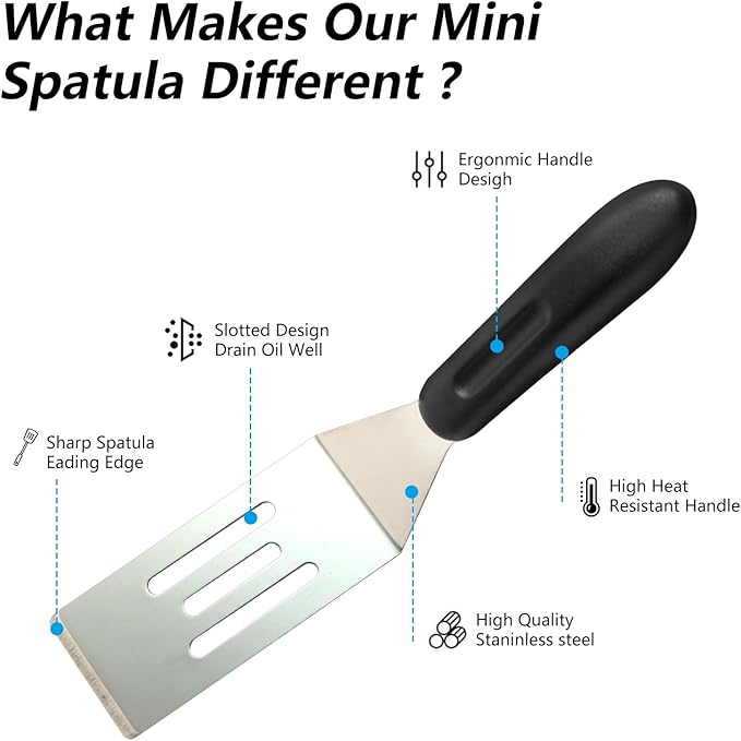 【2 Pack】 Small Metal Spatula Set, Mini Stainless Steel Serving Spatulas - Image 4