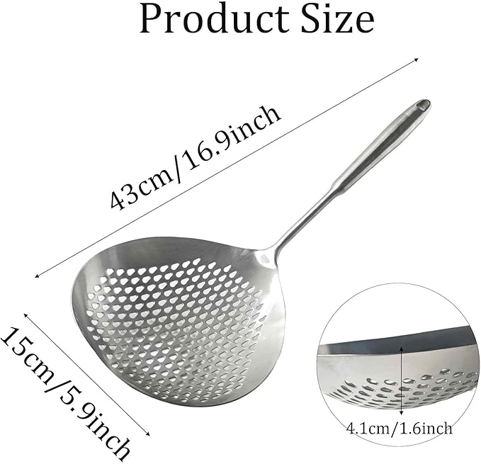 Stainless Steel Skimmer Slotted Spoon, Spider Strainer Ladle - Image 2