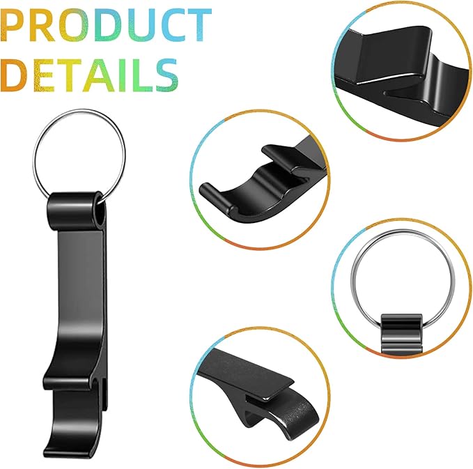 100 Pack Bottle Opener Keychain Bulk, Colorful Beer Bottle Openers Metal - Image 3