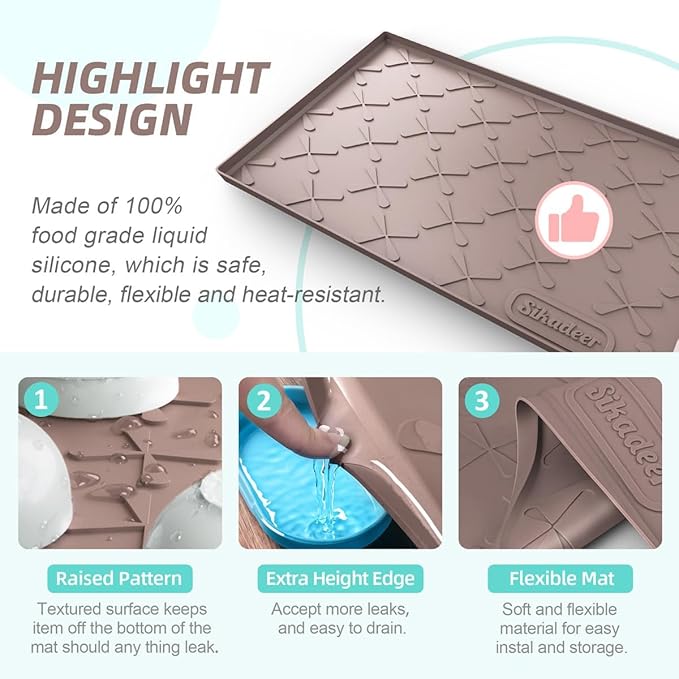SIKADEER 40" x 22" Under Sink Mat Waterproof, Silicone Mat Kitchen Drawer Shelf - Image 5