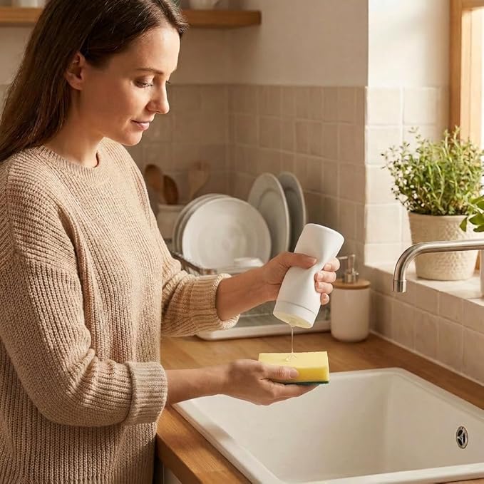 Dish Soap Dish Dispenser, 240ml Silicone Squeeze Washing Up Liquid and Hand - Image 7