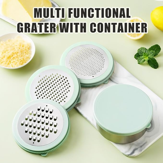 Cheese Grater with Container & Lid, Handheld Grater Bowl - Image 4