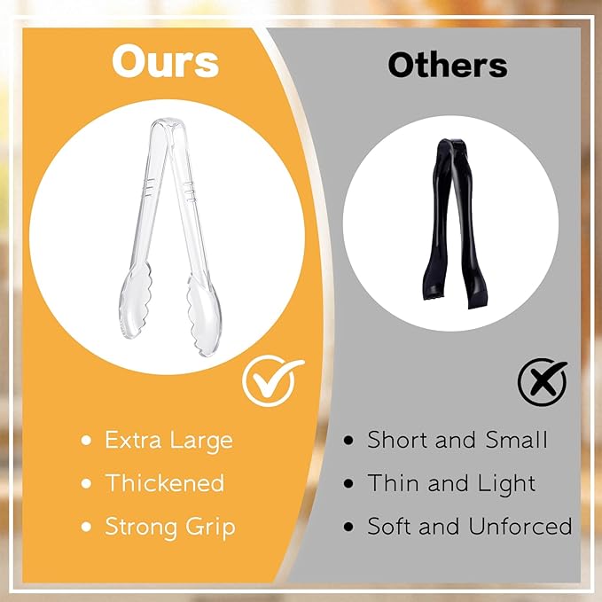 Mwellewm 12 Pc Serving Tongs 9 Inch Bulk Reusable or Disposable Plastic Tongs - Image 4