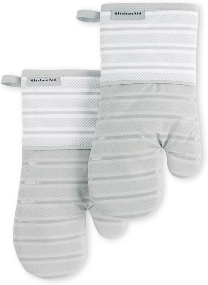 KitchenAid Albany Oven Mitt 2-Pack Set, Matte Grey by KitchenAid