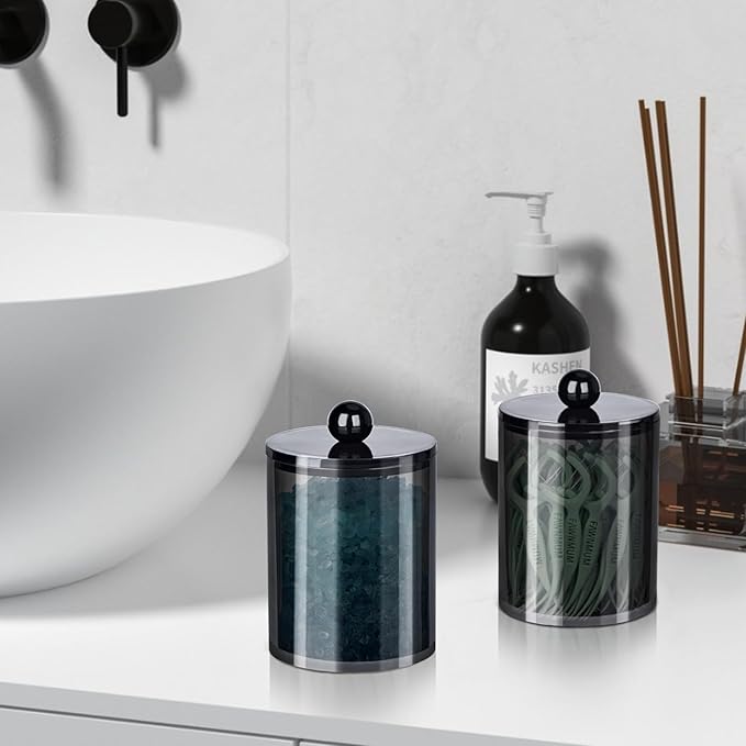 XIPENGKEJI 4 Pack Qtip Holder, Canister Apothecary Jar Set, Bathroom Jars - Image 7