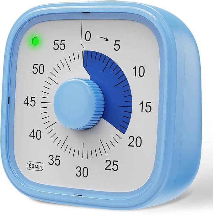 Visual Timer, Pomodoro Timers for Kids Adults, 60-Minute Countdown Desk Timer by Incolumitas