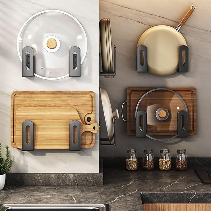 Pot Lid Rack, Wall Mounted 304 Stainless Steel Pan Lid Organizer Holder - Image 9