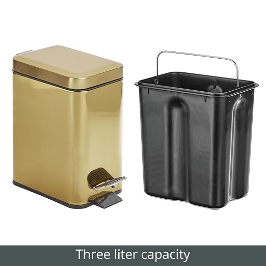 mDesign Slim Metal Rectangle 0.8 Gallon Trash Can - Image 6